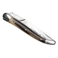 Cutters & Accessories Laguiole Horn Tip with Mirror Finished Stainless Steel Cigar Cutter with Leather Sheath