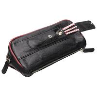 Stands & Pouches Smokingpipes Leather 2 Pipe Combo with Pipe Cleaner Sleeve Black & Red