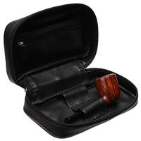 Pipe Accessories Smokingpipes Leather 2 Pipe Bag with Tobacco Pouch Black & Red