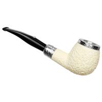 Barling Ivory 1812 Rusticated Meerschaum Bent Apple with Silver Cap (with Case) (9mm)
