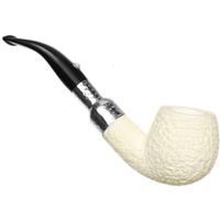 Barling Ivory 1812 Rusticated Meerschaum Bent Apple with Silver Spigot (with Pocket Case) (9mm)