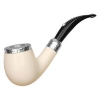 Barling Ivory 1812 Smooth Meerschaum Bent Billiard with Silver Cap (with Pocket Case) (9mm)