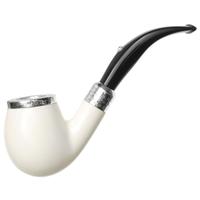 Barling Ivory 1812 Smooth Meerschaum Bent Billiard with Silver Cap (with Case) (9mm)
