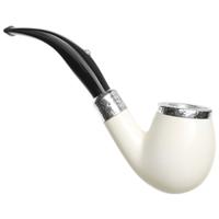 Barling Ivory 1812 Smooth Meerschaum Bent Billiard with Silver Cap (with Case) (9mm)