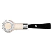 Barling Ivory 1812 Rusticated Meerschaum Bent Billiard with Silver Cap (with Case) (9mm)