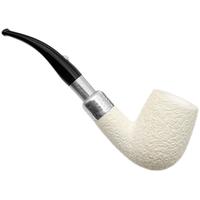 Barling Ivory 1812 Meerschaum Rusticated Bent with Silver Spigot (with Case) (9mm)