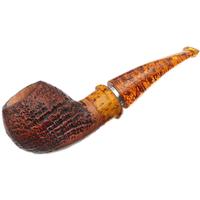 Ser Jacopo Amber Delecta Sandblasted Bent Apple with Silver (S2) (C)