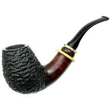 Tonni Nielsen Partially Rusticated Bent Brandy with Boxwood and Horn and Black Palm