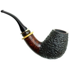 Tonni Nielsen Partially Rusticated Bent Brandy with Boxwood and Horn and Black Palm
