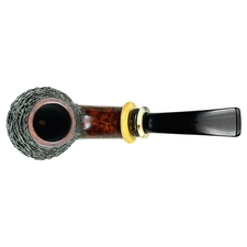Tonni Nielsen Partially Rusticated Bent Brandy with Boxwood and Horn and Black Palm