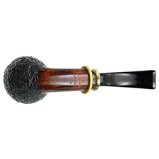 Tonni Nielsen Partially Rusticated Bent Brandy with Boxwood and Horn and Black Palm