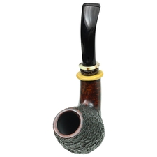 Tonni Nielsen Partially Rusticated Bent Brandy with Boxwood and Horn and Black Palm