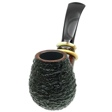 Tonni Nielsen Partially Rusticated Bent Brandy with Boxwood and Horn and Black Palm