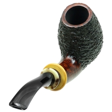 Tonni Nielsen Partially Rusticated Bent Brandy with Boxwood and Horn and Black Palm