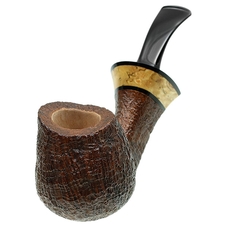 Kent Rasmussen Sandblasted Asymmetric Bent Brandy with Masur Birch