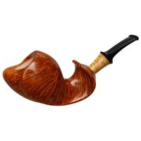 Lars Ivarsson: Smooth Blowfish with Boxwood (3208) Tobacco Pipe