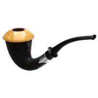 Tom Eltang Sandblasted Morta Calabash Set with Muskox Horn and Boxwood and Silver (Snail) (M)