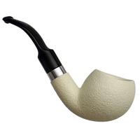 IMP Meerschaum Partially Rusticated Blowfish with Silver (with Churchwarden Stem and Case)