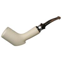 IMP Meerschaum Rusticated Bent Billiard with Silver (with Case)