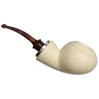 IMP Meerschaum Spot Carved Reverse Calabash Tomato with Silver (with Pocket Case)
