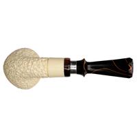 IMP Meerschaum Partially Rusticated Rhodesian with Silver (with Case and Churchwarden Stem)