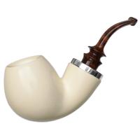 IMP Meerschaum Smooth Reverse Calabash Bent Apple with Silver (with Pocket Case)