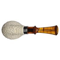 IMP Meerschaum Partially Rusticated Bent Apple with Silver (with Case)