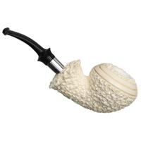 IMP Meerschaum Partially Rusticated Rhodesian with Silver (with Case)