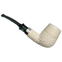 IMP Meerschaum Partially Rusticated Bent Billiard with Silver (with Case)