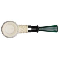 IMP Meerschaum Partially Rusticated Bent Billiard with Silver (with Case)