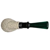 IMP Meerschaum Partially Rusticated Bent Billiard with Silver (with Case)