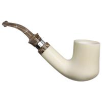IMP Meerschaum Smooth Bent Billiard with Silver (with Churchwarden Stem and Case)