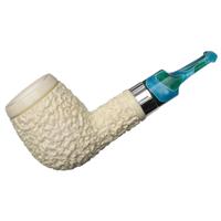 IMP Meerschaum Partially Rusticated Billiard with Silver (with Case)