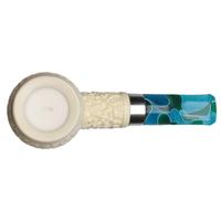 IMP Meerschaum Partially Rusticated Billiard with Silver (with Case)