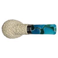 IMP Meerschaum Partially Rusticated Billiard with Silver (with Case)