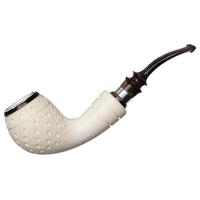 IMP Meerschaum Partially Rusticated Bent Egg with Silver (with Case)