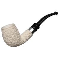 IMP Meerschaum Rusticated Bent Billiard with Silver (with Case)