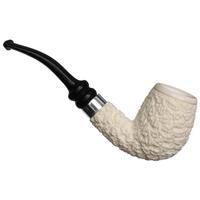 IMP Meerschaum Rusticated Bent Billiard with Silver (with Case)