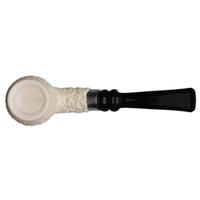 IMP Meerschaum Rusticated Bent Billiard with Silver (with Case)