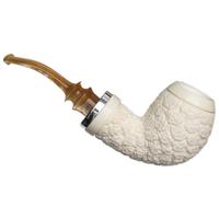 IMP Meerschaum Rusticated Reverse Calabash Bent Billiard with Silver (with Case)