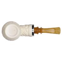 IMP Meerschaum Rusticated Reverse Calabash Bent Billiard with Silver (with Case)