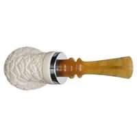 IMP Meerschaum Rusticated Reverse Calabash Bent Billiard with Silver (with Case)