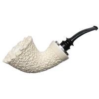 IMP Meerschaum Rusticated Reverse Calabash Bent Dublin with Silver (with Case)
