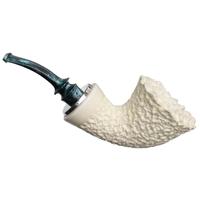 IMP Meerschaum Rusticated Reverse Calabash Bent Dublin with Silver (with Case)