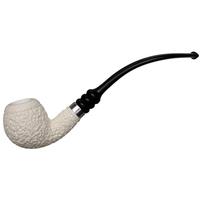 IMP Meerschaum Rusticated Bent Apple Churchwarden with Silver (with Case)