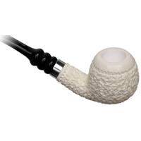 IMP Meerschaum Rusticated Bent Apple Churchwarden with Silver (with Case)
