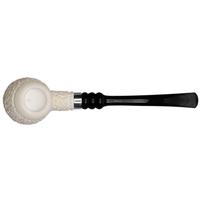 IMP Meerschaum Rusticated Bent Apple Churchwarden with Silver (with Case)