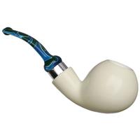 IMP Meerschaum Smooth Bent Apple with Silver (with Case and Churchwarden Stem)