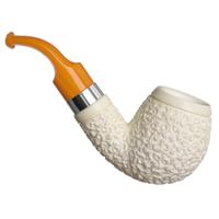 IMP Meerschaum Rusticated Bent Billiard with Silver (with Case)