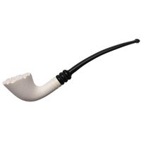 IMP Meerschaum Rusticated Bent Dublin with Silver (with Case and Churchwarden Stem)